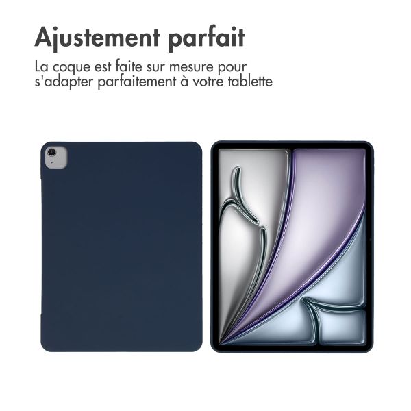 Accezz Coque Liquid Silicone avec porte-stylet iPad Air 13 pouces (2025) M3 / (2024) M2 - Bleu foncé