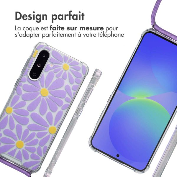 imoshion Coque Design avec cordon Samsung Galaxy A36 - Tropical Violet Flowers Connect
