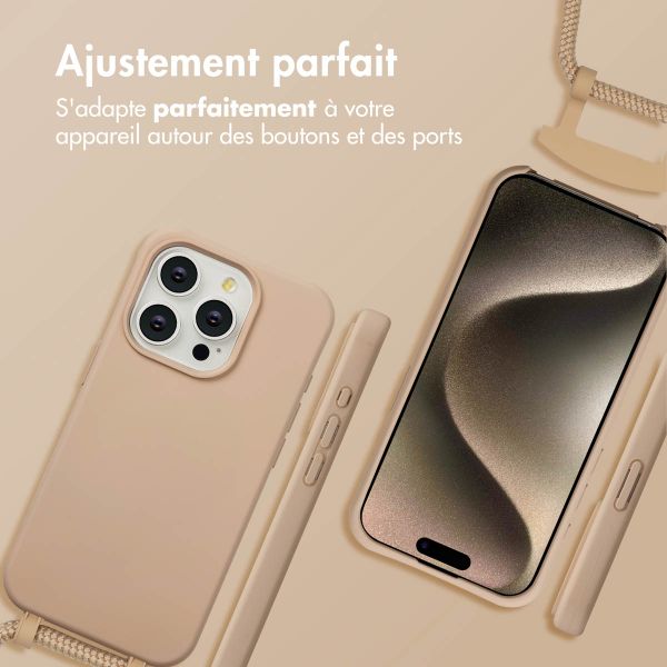 imoshion Coque arrière Color avec cordon amovible et MagSafe Apple iPhone 15 Pro - Nude