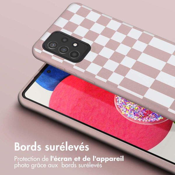 Selencia ﻿Coque design en silicone avec cordon amovible Samsung Galaxy A52(s) (5G/4G) - Irregular Check Sand Pink