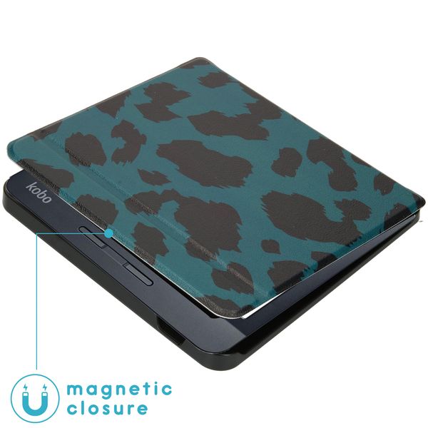 imoshion ﻿Design Slim Hard Sleepcover avec support Kobo Libra H2O - Green Leopard