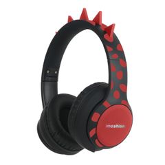 imoshion Kids Dino Bluetooth Casque - Casque pour enfants avec limiteur de décibels - Casque sans fil + câble AUX - Black / Red