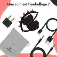 imoshion Kids Dino Bluetooth Casque - Casque pour enfants avec limiteur de décibels - Casque sans fil + câble AUX - Black / Red