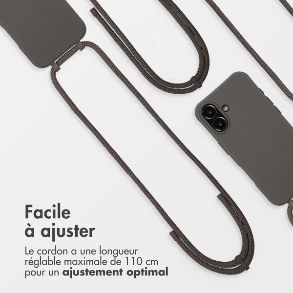 imoshion Coque arrière Color avec cordon amovible et MagSafe Apple iPhone 16 - Black Coffee