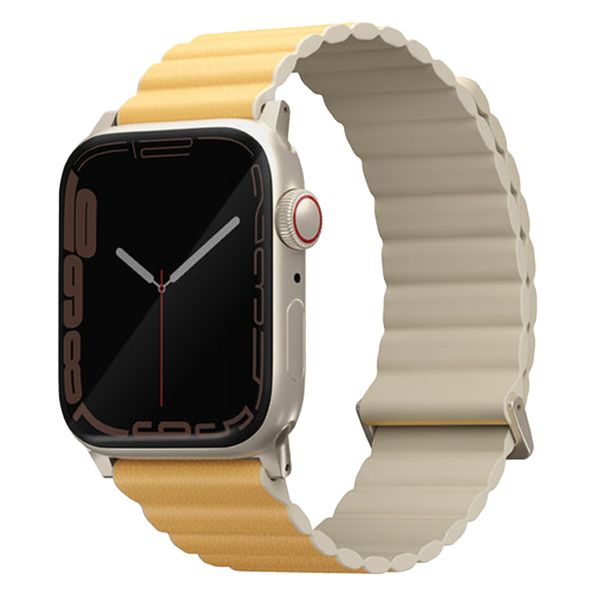 Uniq Bracelet Revix Premium Edition réversible Apple Watch Series 1 t/m 9 / SE (38/40/41 mm) | Series 10 / 11 (42 mm) - Canary Yellow / Ivory