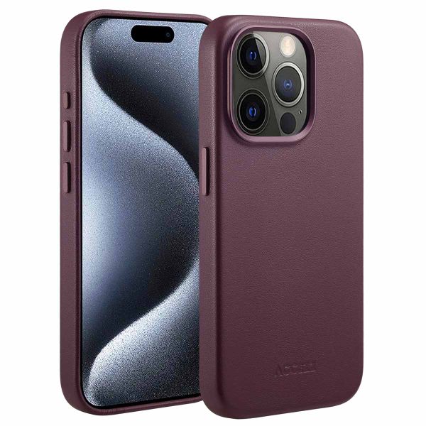 Accezz Coque arrière en cuir avec MagSafe Apple iPhone 15 Pro - Heath Purple