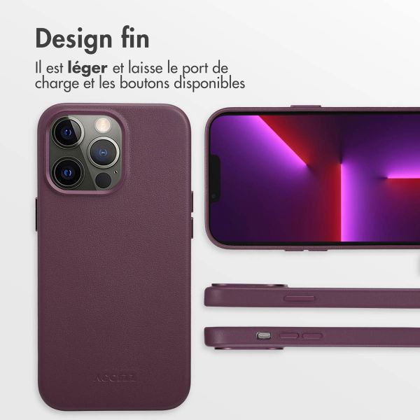 Accezz Coque arrière en cuir avec MagSafe Apple iPhone 13 Pro - Heath Purple