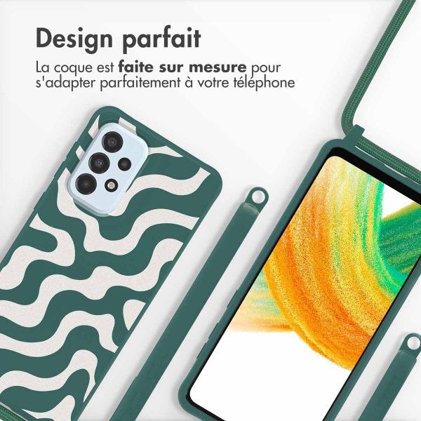 imoshion Coque design en silicone avec cordon Samsung Galaxy A33 - Petrol Green Groovy