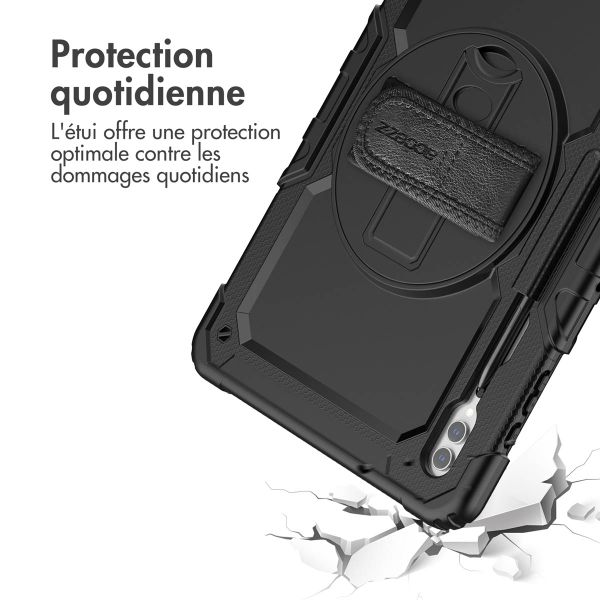 Accezz Coque arrière robuste avec bandoulière Samsung Galaxy Tab S10 Ultra / Tab S9 Ultra 14.6 pouces - Noir