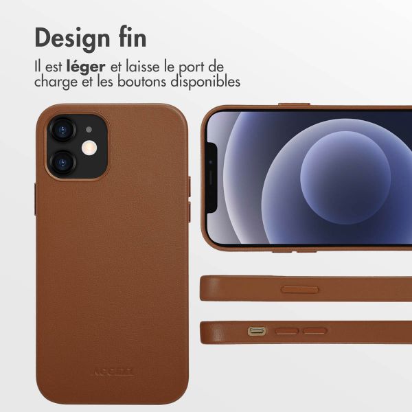 Accezz Coque arrière en cuir avec MagSafe iPhone 12 (Pro) - Sienna Brown