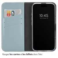 Selencia Étui portefeuille en cuir véritable Apple iPhone 16 Plus - Air Blue