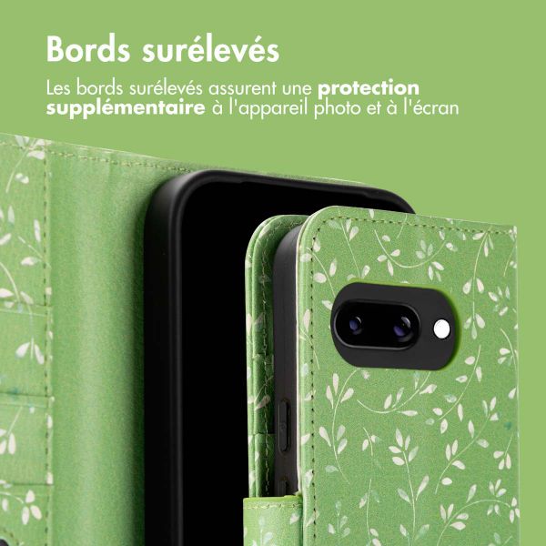 imoshion Étui de télephone portefeuille Design Google Pixel 9A - Green Flowers
