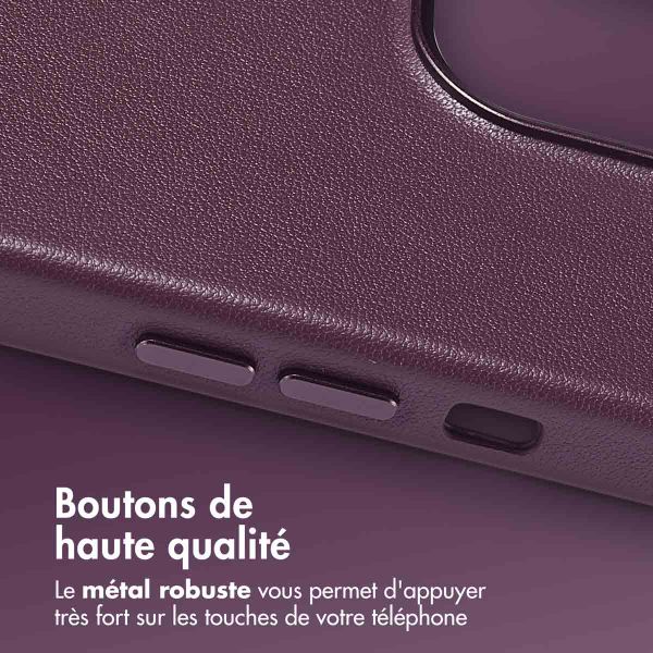 Accezz Coque arrière en cuir avec MagSafe Apple iPhone 13 Pro - Heath Purple