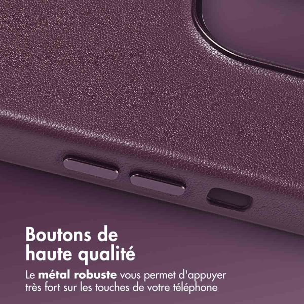 Accezz Coque arrière en cuir avec MagSafe iPhone 13 Pro - Heath Purple