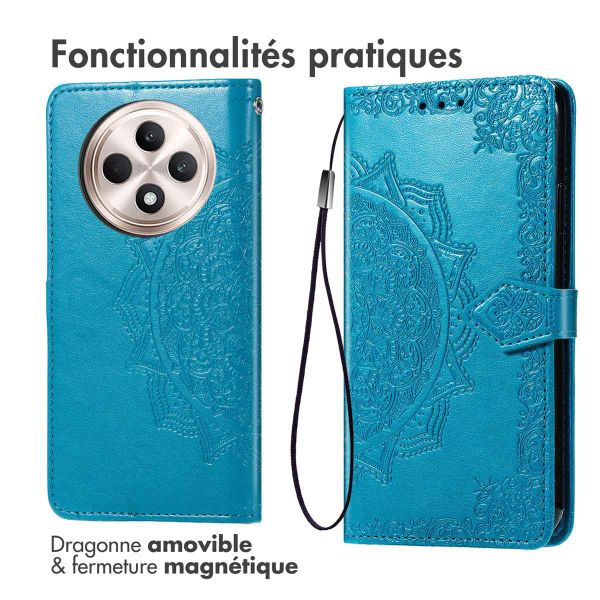 imoshion Etui de téléphone portefeuille Mandala Oppo Reno 12F 5G - Turquoise