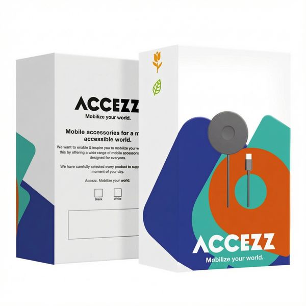 Accezz Chargeur sans fil USB-C - Chargeur sans fil MagSafe et Qi2 - 1 mètres - Noir