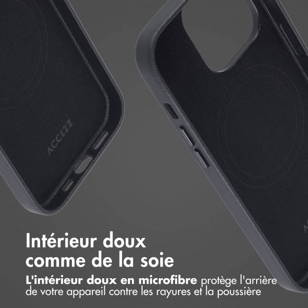 Accezz Coque arrière en cuir avec MagSafe iPhone 14 Pro - Onyx Black