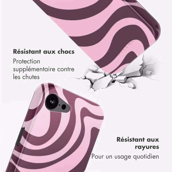 Selencia Coque arrière Vivid avec MagSafe Apple iPhone 16e - Wavy Swirl Pink Plum