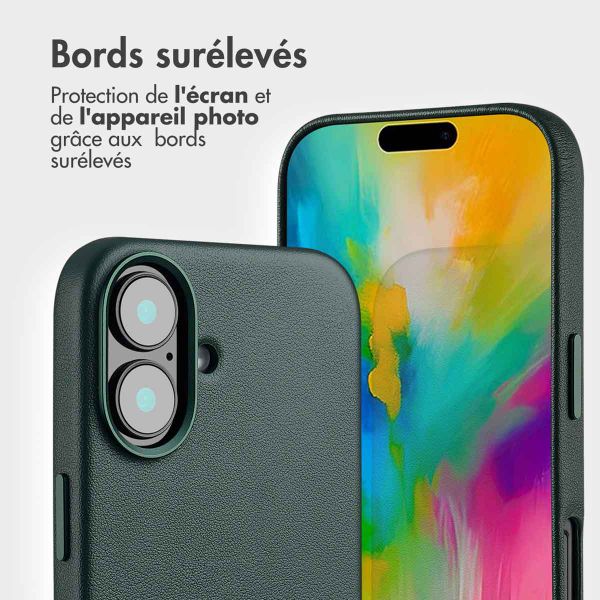 Accezz Étui de télephone portefeuille en cuir 2-en-1 avec MagSafe Apple iPhone 16 - Cedar Green