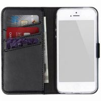 Selencia Étui portefeuille en cuir véritable Apple iPhone SE (2016) / 5 / 5s - Noir