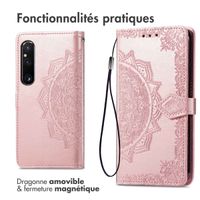 imoshion Etui de téléphone portefeuille Mandala Sony Xperia 1 V - Rose Dorée