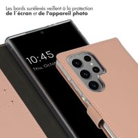 Selencia Étui portefeuille en cuir véritable Samsung Galaxy S24 Ultra - Dusty Pink