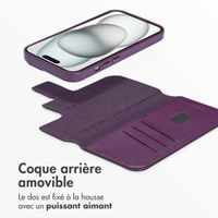 Accezz Étui de télephone portefeuille en cuir 2-en-1 avec MagSafe Apple iPhone 15 - Heath Purple