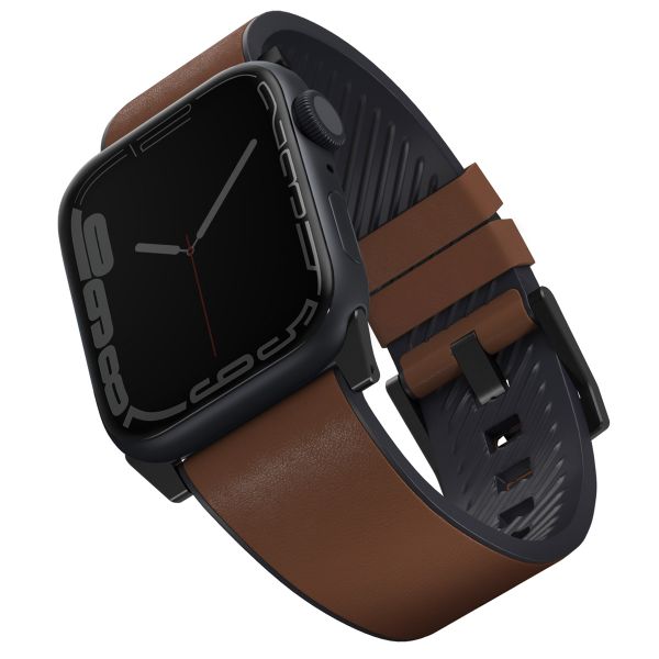 Uniq Bracelet Straden étanche en cuir Apple Watch Series 1 t/m 11 / SE / Ultra (44/45/46/49 mm) - Toffee