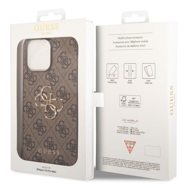 Guess Coque 4G Metal Logo Backcover iPhone 14 Pro Max - Brun