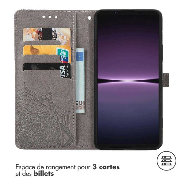 imoshion Etui de téléphone portefeuille Mandala Sony Xperia 1 V - Gris