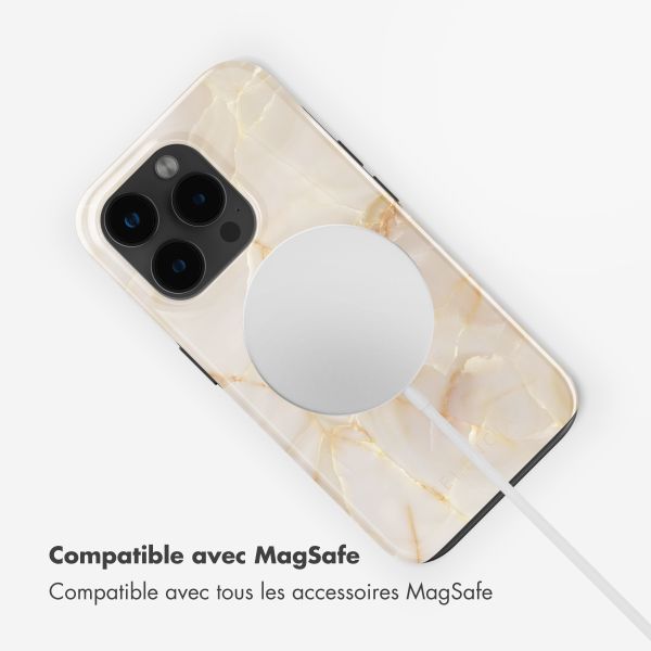 Selencia Coque arrière Vivid Tough avec MagSafe iPhone 15 Pro Max - Golden Beige Marble