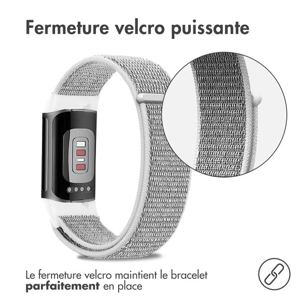 imoshion Bracelet en nylon le Fitbit Charge 5 / Charge 6 - Taille S - Gris clair