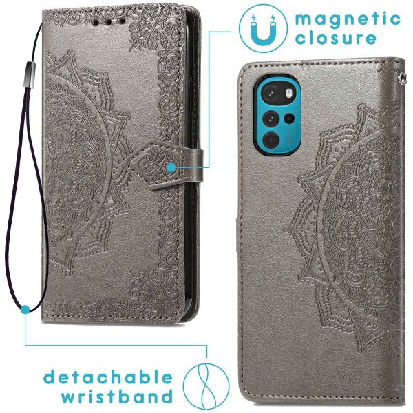 imoshion Etui de téléphone portefeuille Mandala Motorola Moto G22 - Gris