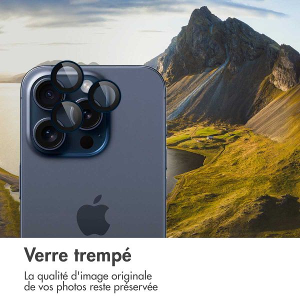 imoshion Lot de 2 protections d'objectif de caméra Apple iPhone 15 Pro / 15 Pro Max - Blue Titanium