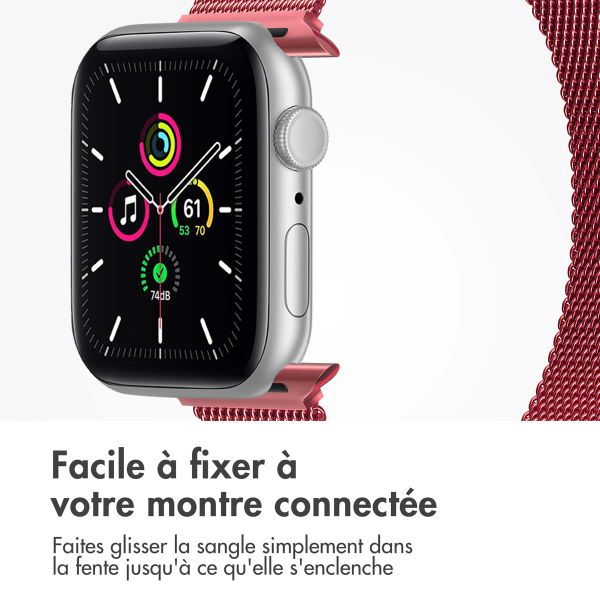 imoshion Bracelet magnétique milanais Apple Watch Series 1 - 9 / SE (38/40/41 mm) | Series 10 / 11 (42 mm) - Taille S - Rouge