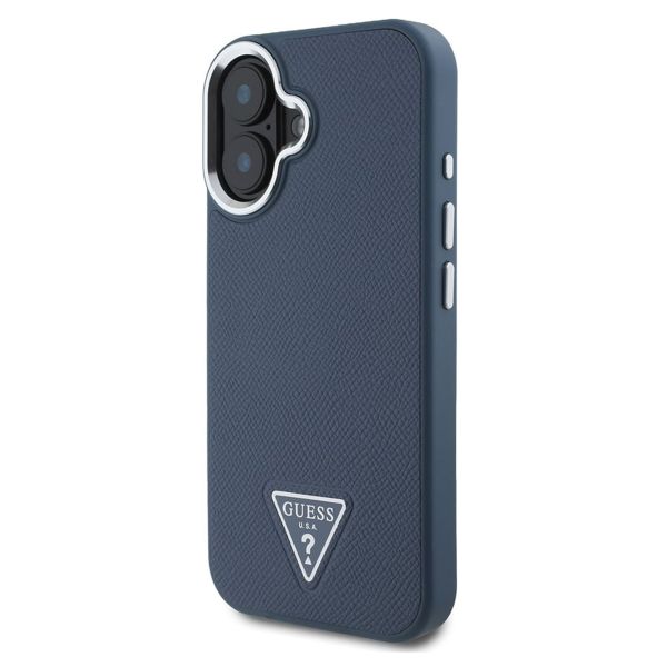 Guess Coque Grained Triangle MagSafe iPhone 16 - Blue