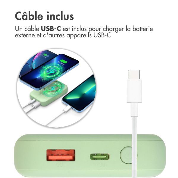 imoshion Batterie externe MagSafe - 10.000 mAh - Batterie externe sans fil - Menthe verte