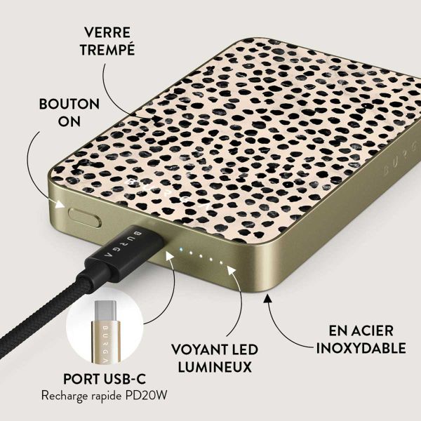 Burga Powerbank magnétique 5 000 mAh - MagSafe et Qi2 - Latte aux amandes / Or