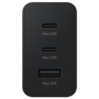 Samsung Original Power Adapter Trio - Chargeur - 2x connexion USB-C et 1x USB - Charge rapide - 65W - Noir