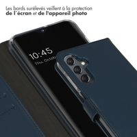 Selencia Étui portefeuille en cuir véritable Samsung Galaxy A25 (5G) - Bleu