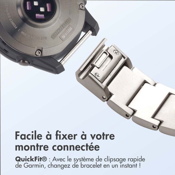 Accezz Bracelet en acier Titane mat  - Connexion Garmin 22 mm - Titanium