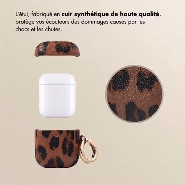 Selencia Coque Sabi motif panthère  Apple Airpods 1 / 2 - Mocha Brown