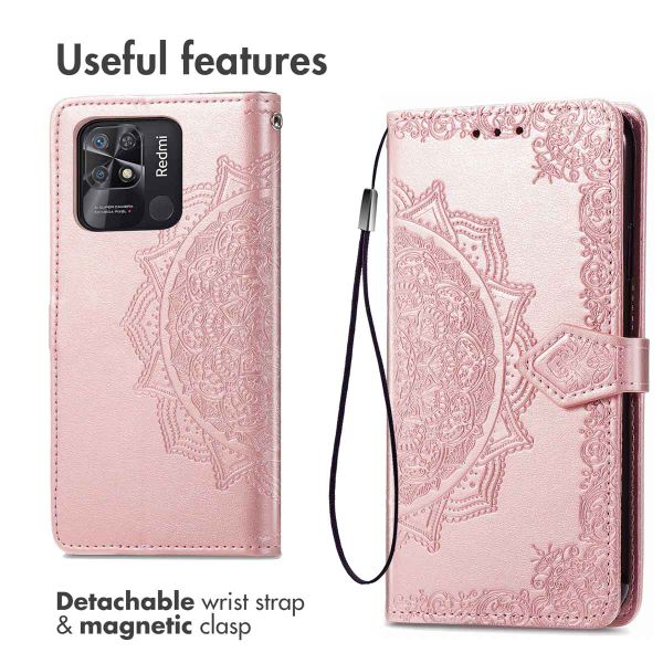 imoshion Etui de téléphone portefeuille Mandala Xiaomi Redmi 10C - Rose Dorée