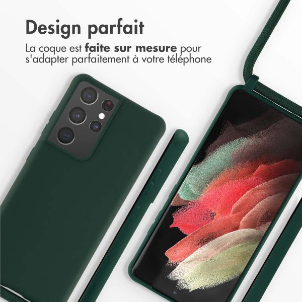 imoshion ﻿Coque en silicone avec cordon Samsung Galaxy S21 Ultra - Vert foncé