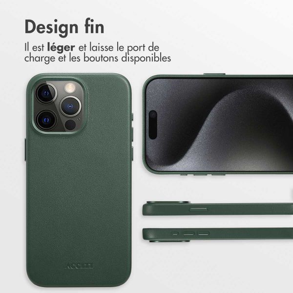 Accezz Coque arrière en cuir avec MagSafe iPhone 15 Pro Max - Cedar Green