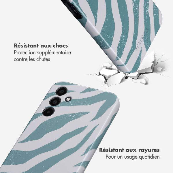 Selencia Coque arrière Vivid Samsung Galaxy A15 (5G/4G) - Colorful Zebra Pine Blue