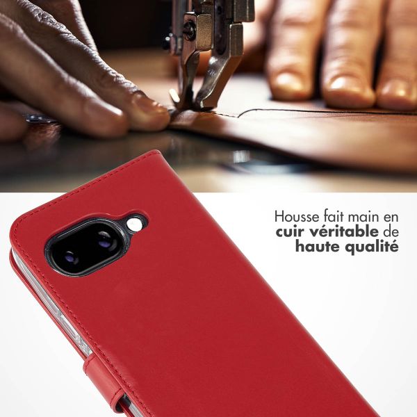 Selencia Étui de téléphone portefeuille en cuir véritable Google Pixel 9A - Rouge