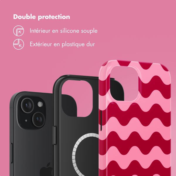 Selencia Coque arrière Vivid Tough avec MagSafe iPhone 15 - Wave Vibes Lipstick