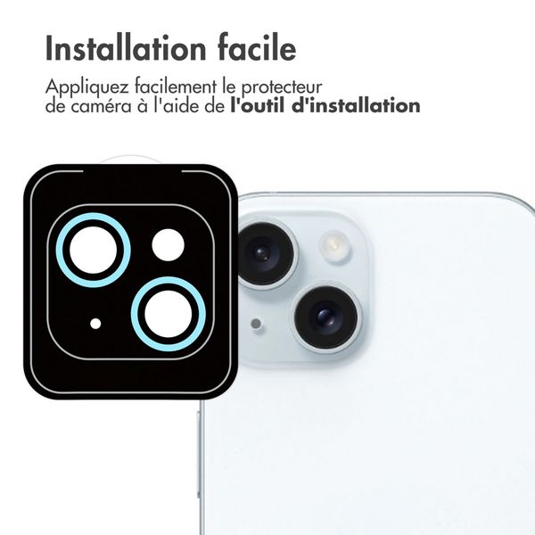 imoshion Lot de 2 protections d'objectif de caméra Apple iPhone 15 / 15 Plus - Blue
