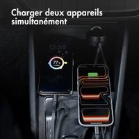 Accezz Chargeur voiture avec câbles rétractables – USB-C / USB-C – 60W – Noir